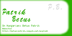 patrik betus business card